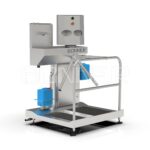 Disinfection module for soles and hands with turn style cross and sink
